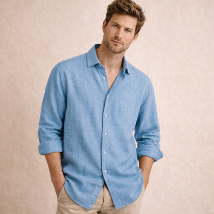 Camisa de lino de manga larga para hombre-Shirts for men-Casaluzia