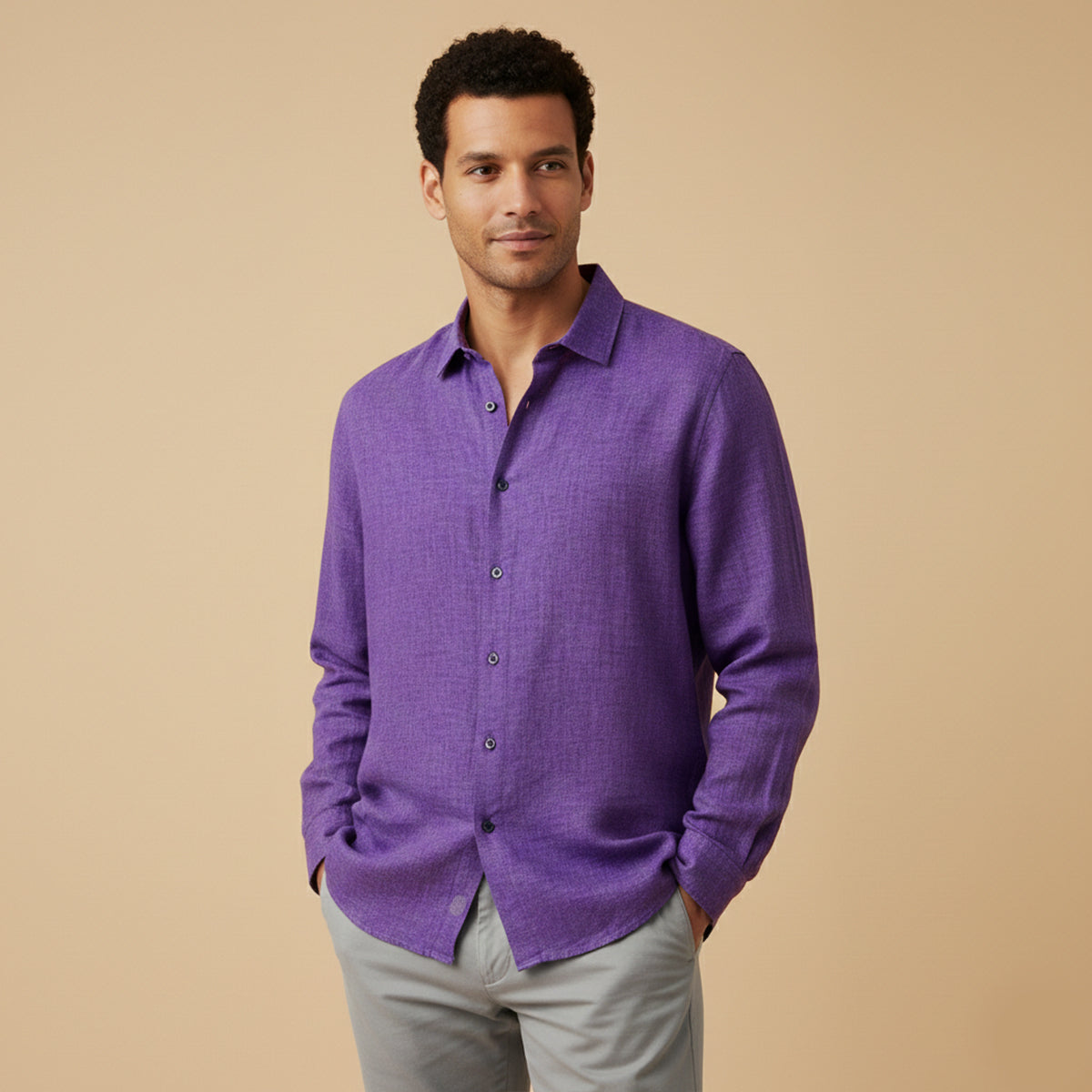 Camisa de lino de manga larga para hombre-Shirts for men-Casaluzia