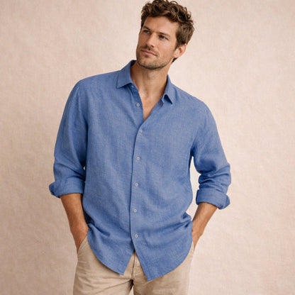 Camisa de lino de manga larga para hombre-Shirts for men-Casaluzia