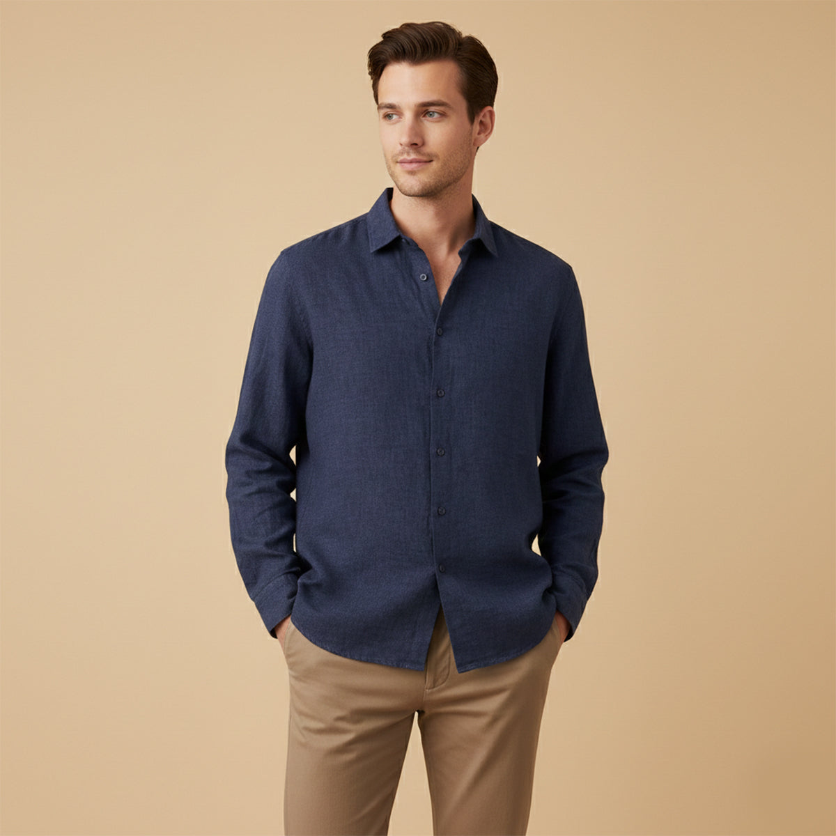 Camisa de lino de manga larga para hombre-Shirts for men-Casaluzia