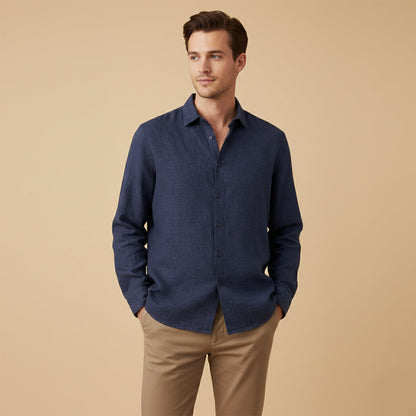 Camisa de lino de manga larga para hombre-Shirts for men-Casaluzia