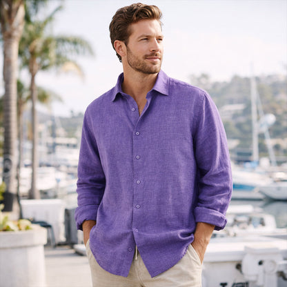 Camisa de lino de manga larga para hombre-Shirts for men-Casaluzia