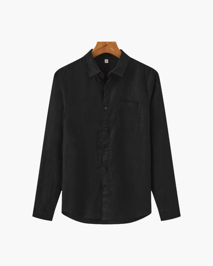 Camisa de lino de manga larga para hombre con bolsillo-Shirts for men-Casaluzia