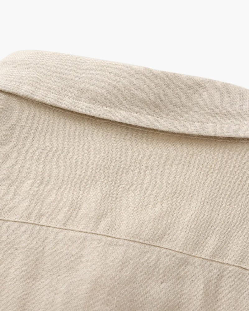Camisa de lino de manga larga para hombre con bolsillo-Shirts for men-Casaluzia