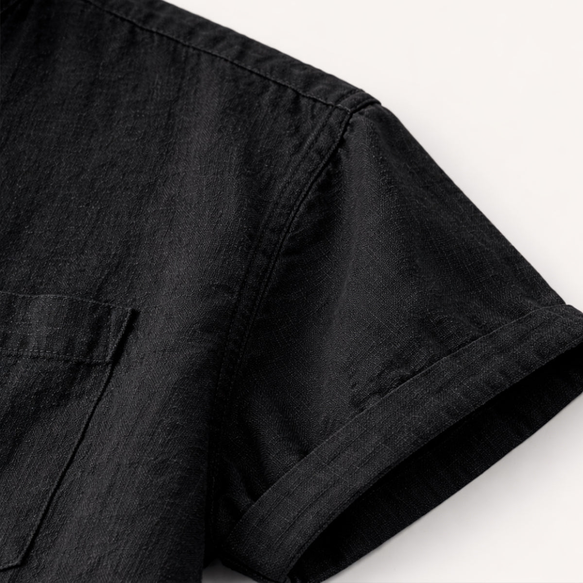 Camisa de lino para hombre con cuello mandarín y manga corta-Shirts for men-Casaluzia