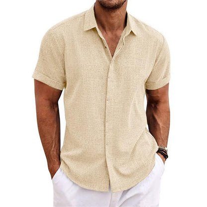 Camisa de lino texturizada de manga corta para hombre-Shirts for men-Casaluzia