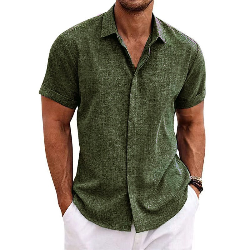 Camisa de lino texturizada de manga corta para hombre-Shirts for men-Casaluzia