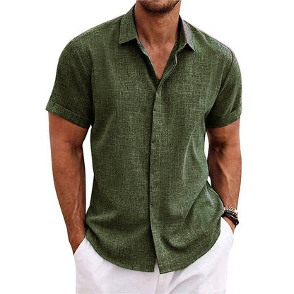 Camisa de lino texturizada de manga corta para hombre-Shirts for men-Casaluzia