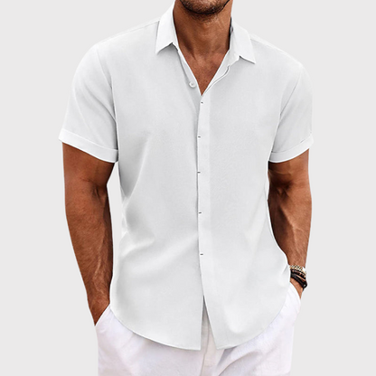 Camisa de lino texturizada de manga corta para hombre-Shirts for men-Casaluzia