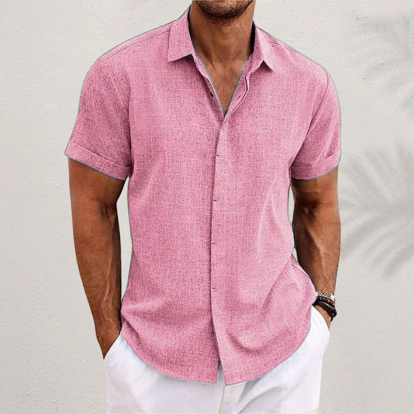Camisa de lino texturizada de manga corta para hombre-Shirts for men-Casaluzia