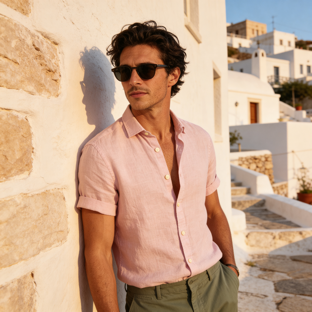 Camisa de manga corta con botones para hombre-Shirts for men-Casaluzia