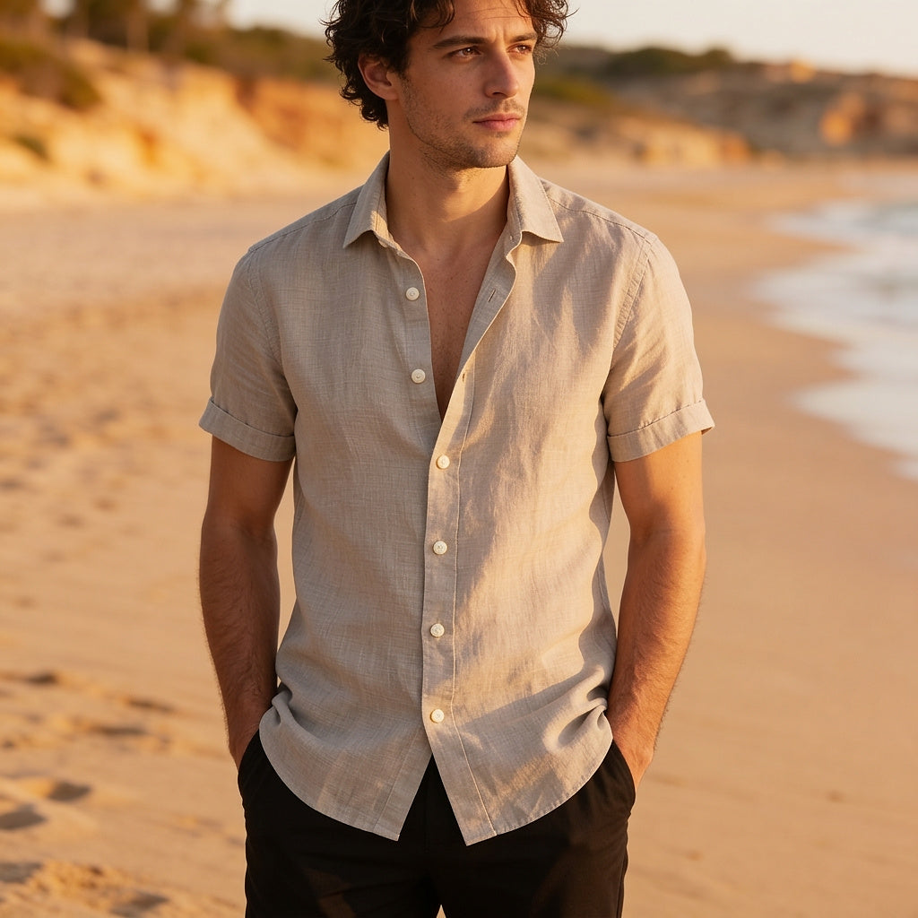 Camisa de manga corta con botones para hombre-Shirts for men-Casaluzia
