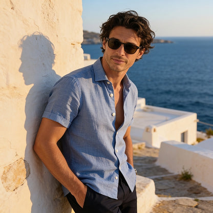 Camisa de manga corta con botones para hombre-Shirts for men-Casaluzia