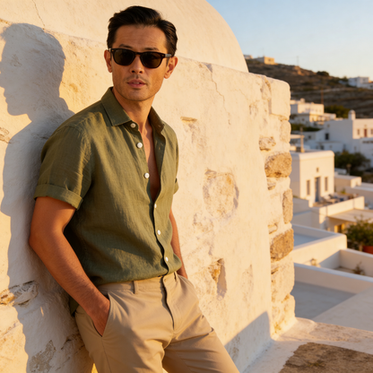 Camisa de manga corta con botones para hombre-Shirts for men-Casaluzia