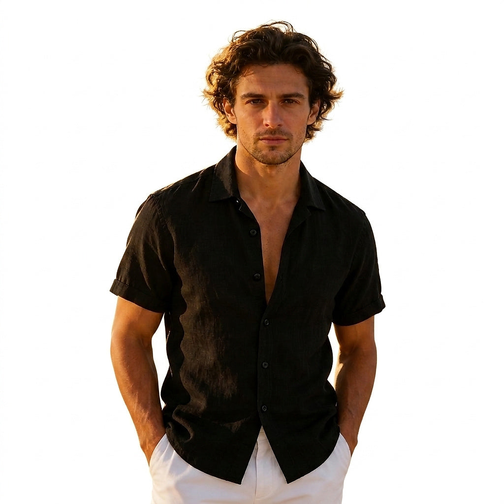 Camisa de manga corta con botones para hombre-Shirts for men-Casaluzia