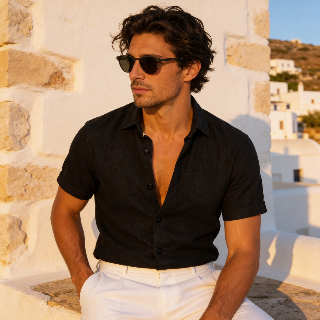 Camisa de manga corta con botones para hombre-Shirts for men-Casaluzia
