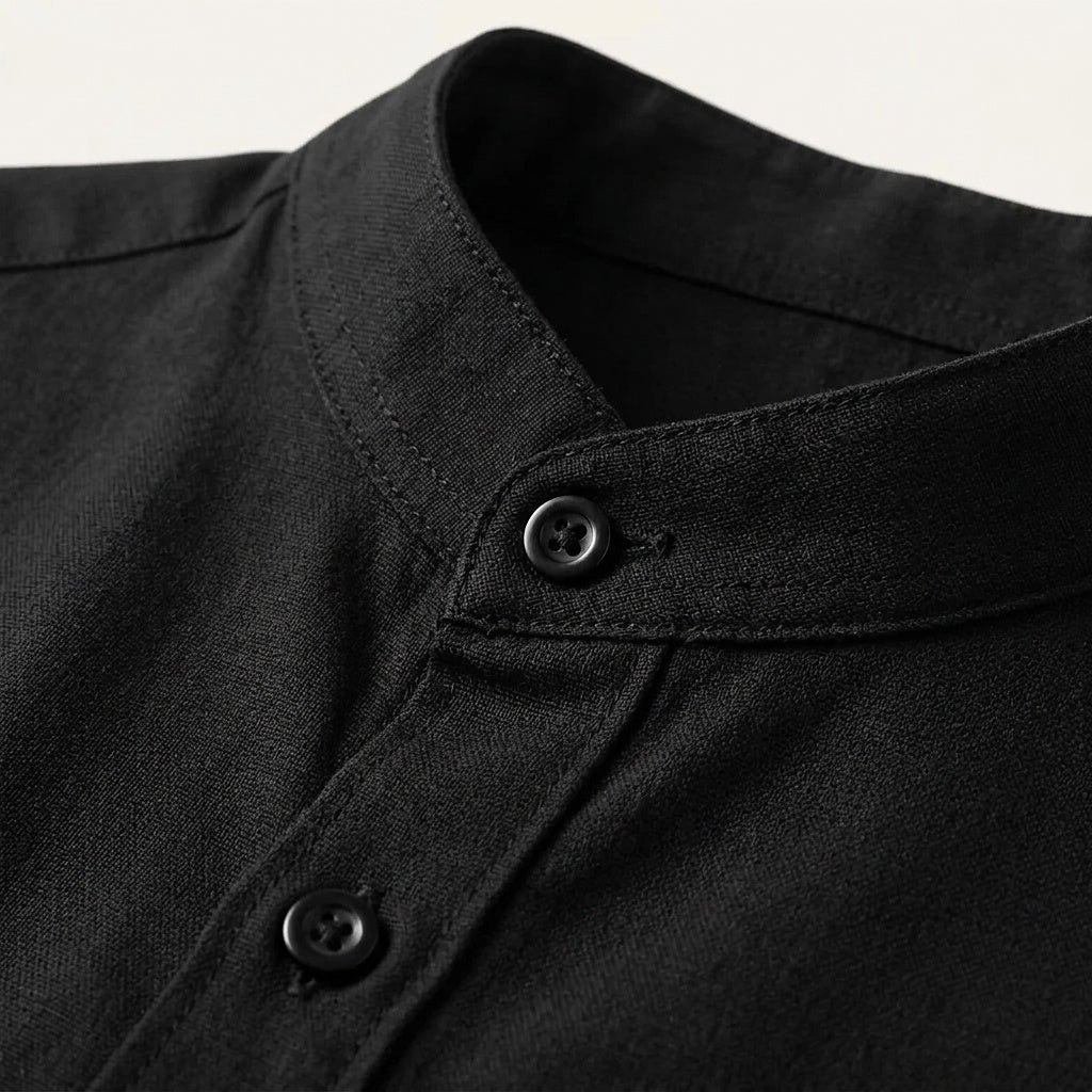 Camisa de manga corta con cuello mao para hombre-Shirts for men-Casaluzia