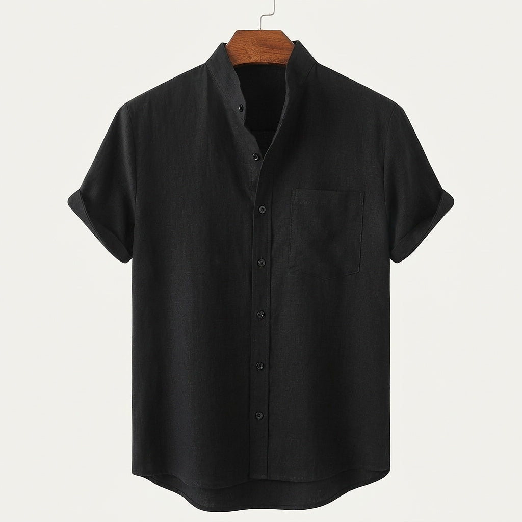 Camisa de manga corta con cuello mao para hombre-Shirts for men-Casaluzia