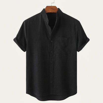 Camisa de manga corta con cuello mao para hombre-Shirts for men-Casaluzia