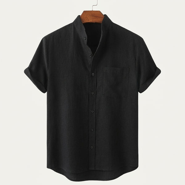 Camisa de manga corta con cuello mao para hombre-Shirts for men-Casaluzia