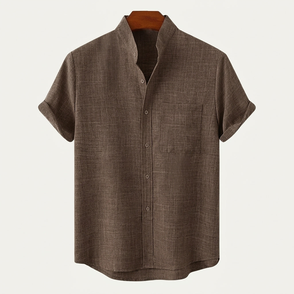 Camisa de manga corta con cuello mao para hombre-Shirts for men-Casaluzia