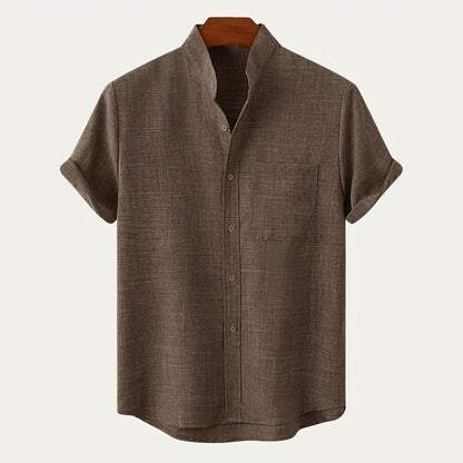 Camisa de manga corta con cuello mao para hombre-Shirts for men-Casaluzia
