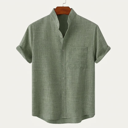 Camisa de manga corta con cuello mao para hombre-Shirts for men-Casaluzia