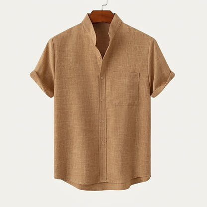 Camisa de manga corta con cuello mao para hombre-Shirts for men-Casaluzia