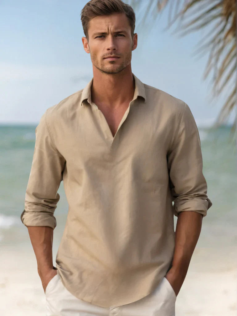 Camisa de manga larga con ajuste relajado para hombre-Shirts for men-Casaluzia