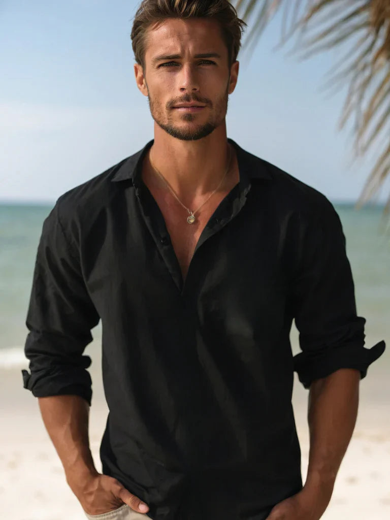 Camisa de manga larga con ajuste relajado para hombre-Shirts for men-Casaluzia