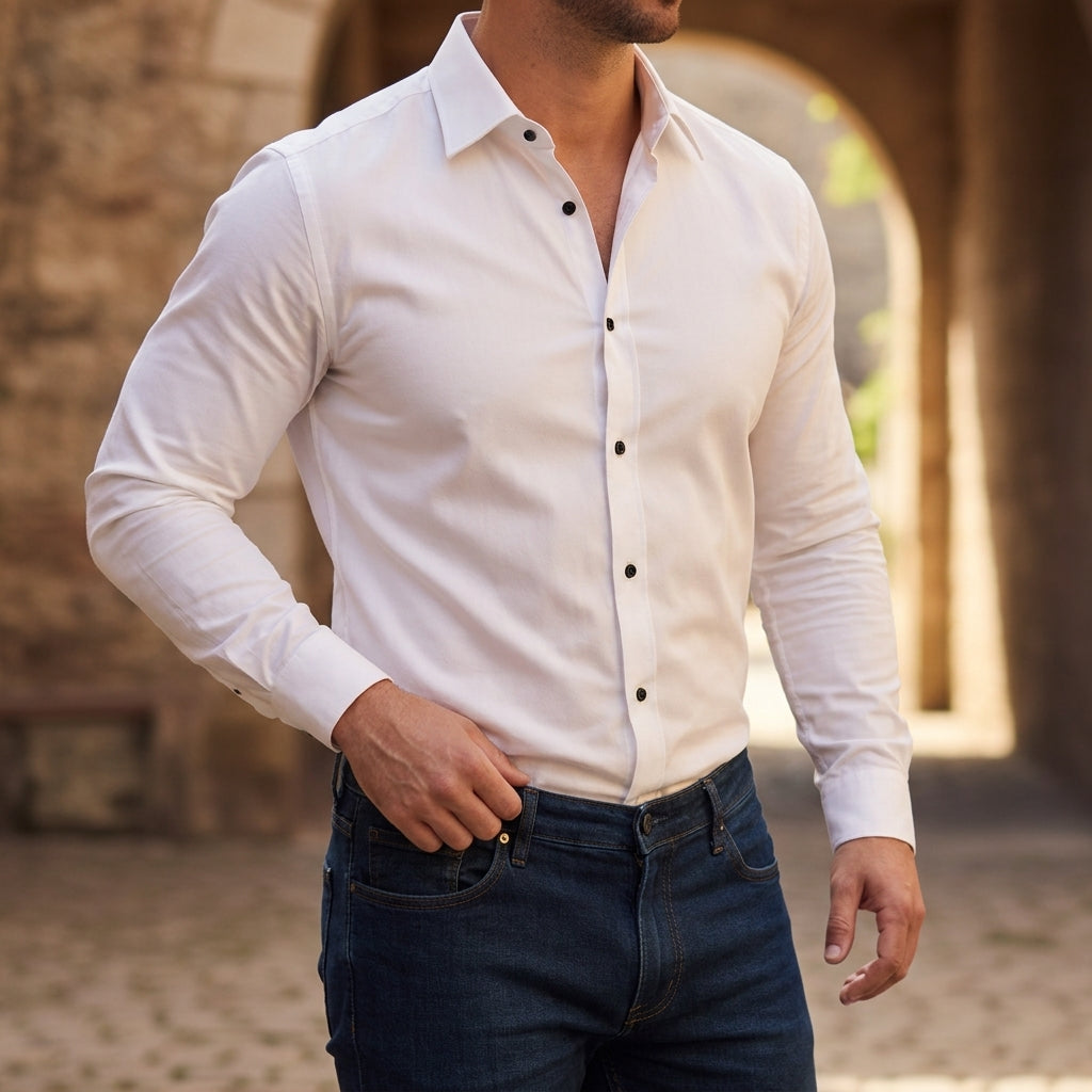 Camisa de manga larga con botones para hombre-Shirts for men-Casaluzia