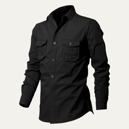 Camisa de manga larga con botones y doble bolsillo en el pecho para hombre-Shirts for men-Casaluzia