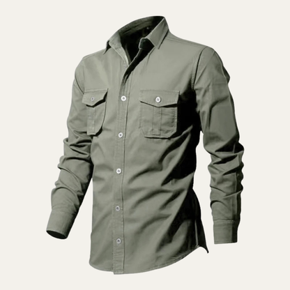 Camisa de manga larga con botones y doble bolsillo en el pecho para hombre-Shirts for men-Casaluzia
