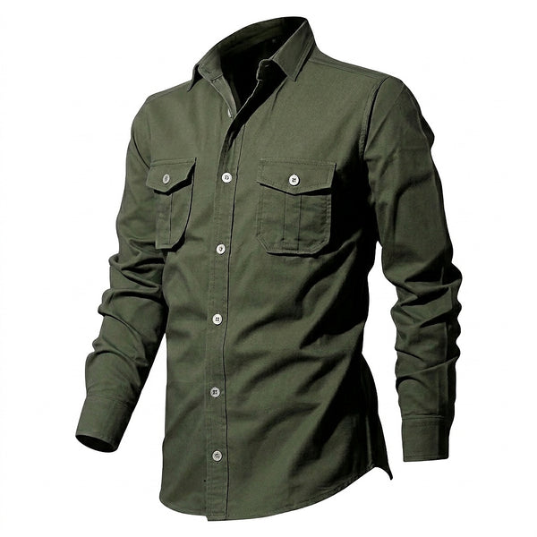 Camisa de manga larga con botones y doble bolsillo en el pecho para hombre-Shirts for men-Casaluzia