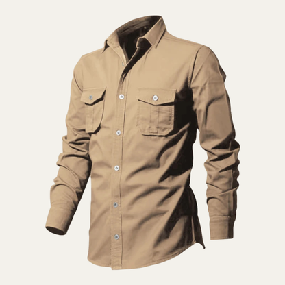Camisa de manga larga con botones y doble bolsillo en el pecho para hombre-Shirts for men-Casaluzia