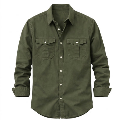 Camisa de manga larga con botones y doble bolsillo en el pecho para hombre-Shirts for men-Casaluzia