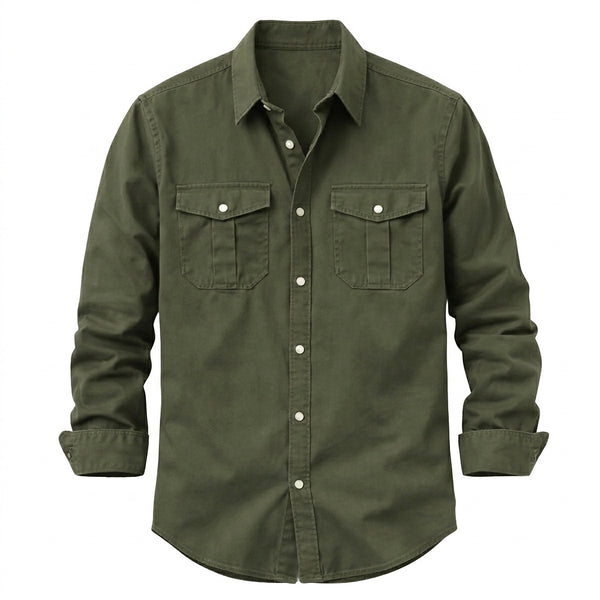 Camisa de manga larga con botones y doble bolsillo en el pecho para hombre-Shirts for men-Casaluzia