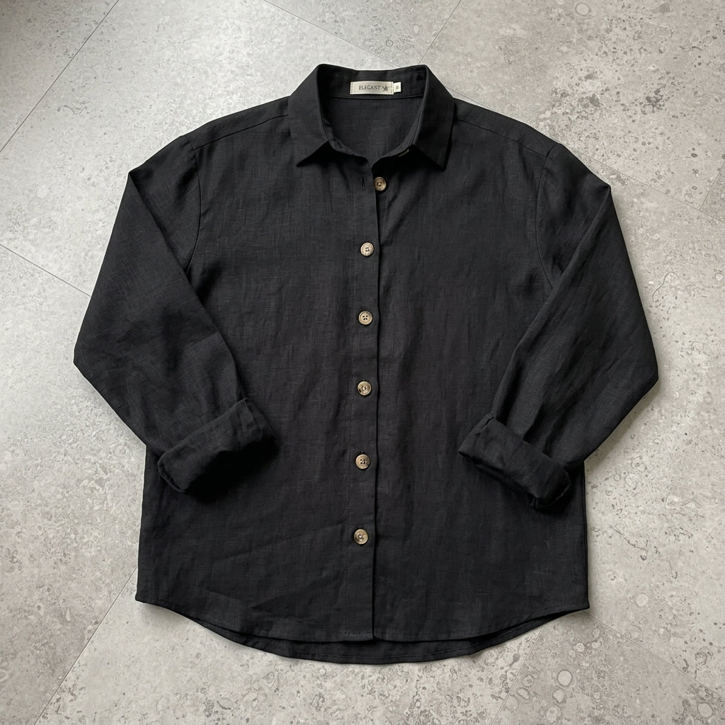 Camisa de manga larga con cuello en punta para mujer-Blouses for women-Casaluzia