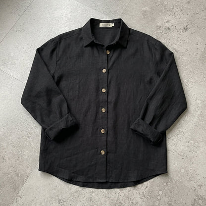 Camisa de manga larga con cuello en punta para mujer-Blouses for women-Casaluzia