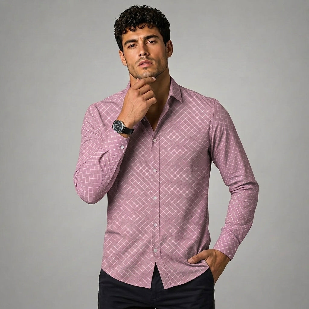 Camisa de manga larga con estampado geométrico para hombre-Shirts for men-Casaluzia