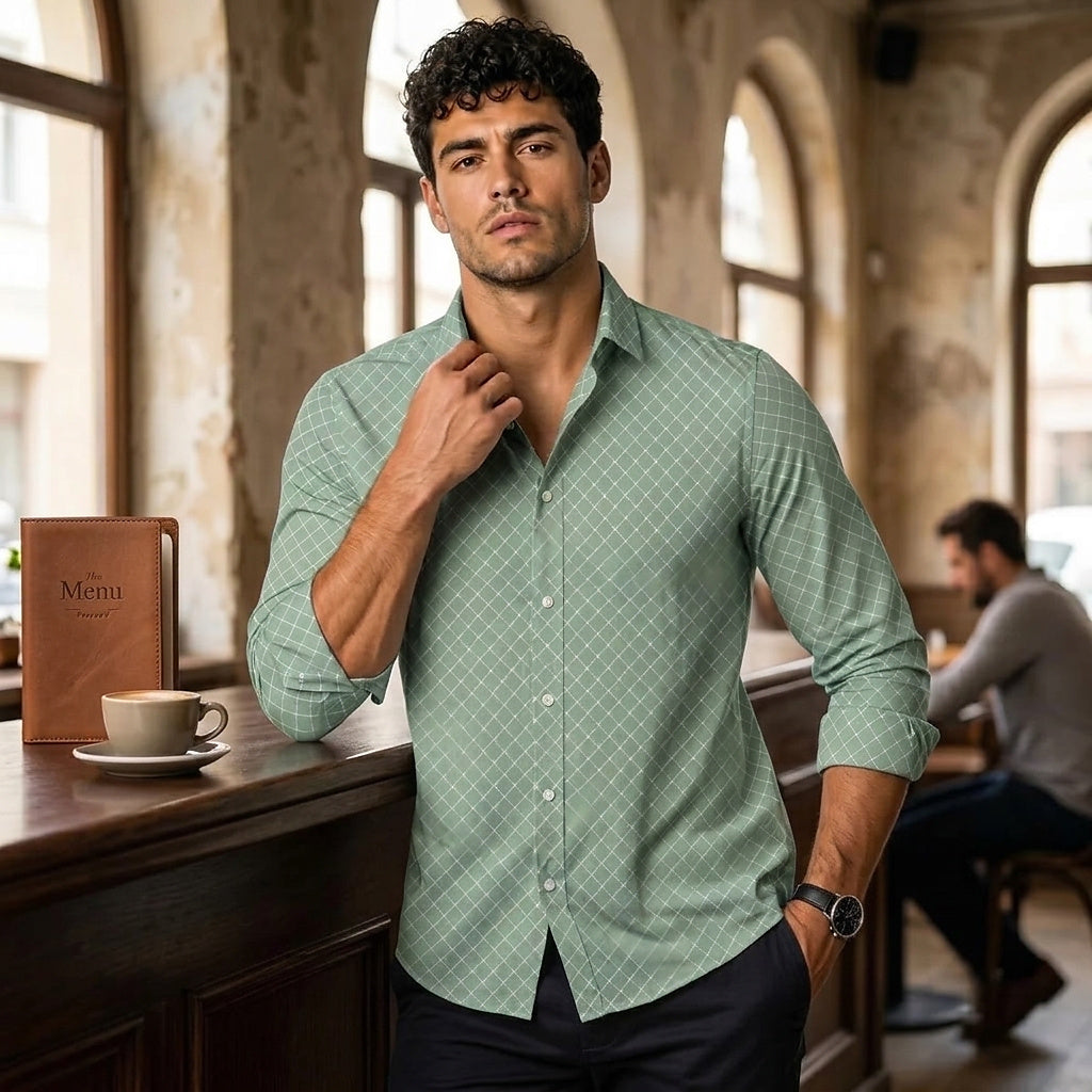 Camisa de manga larga con estampado geométrico para hombre-Shirts for men-Casaluzia