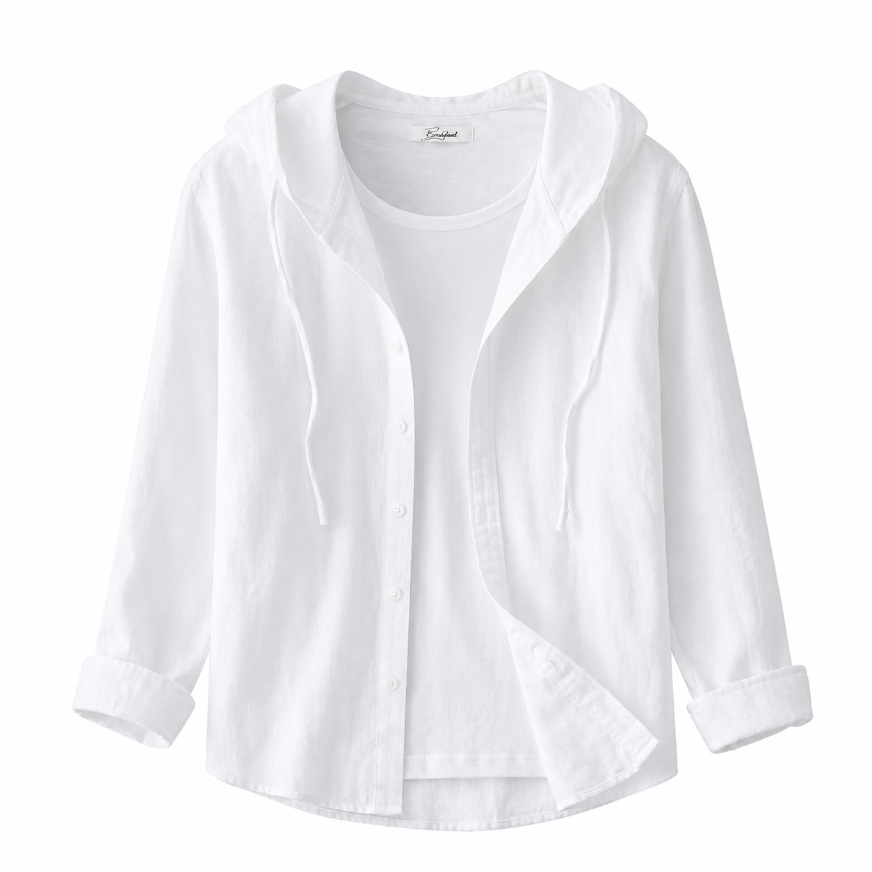 Camisa de mujer con capucha y cierre de botones-Shirts for women-Casaluzia