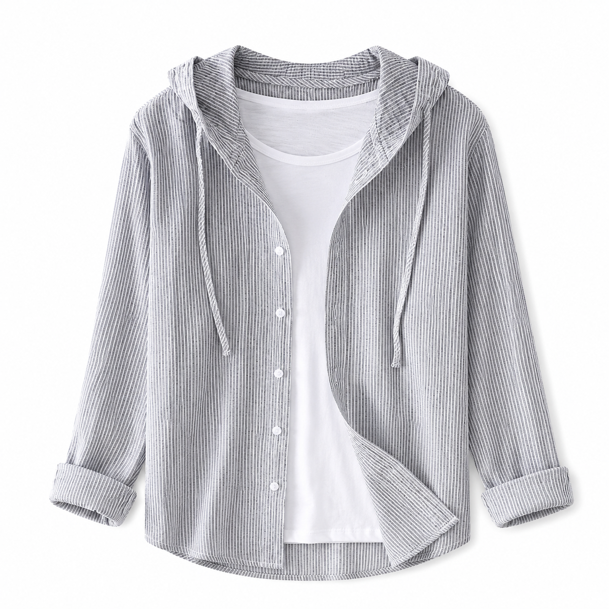 Camisa de mujer con capucha y cierre de botones-Shirts for women-Casaluzia