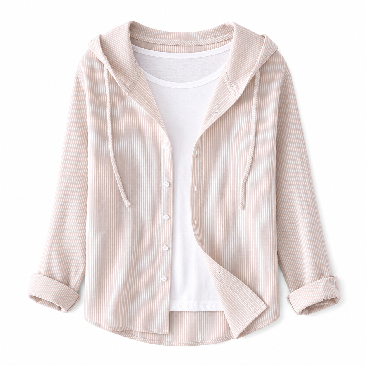 Camisa de mujer con capucha y cierre de botones-Shirts for women-Casaluzia