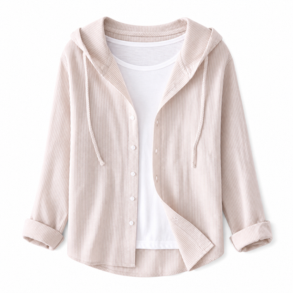 Camisa de mujer con capucha y cierre de botones-Shirts for women-Casaluzia