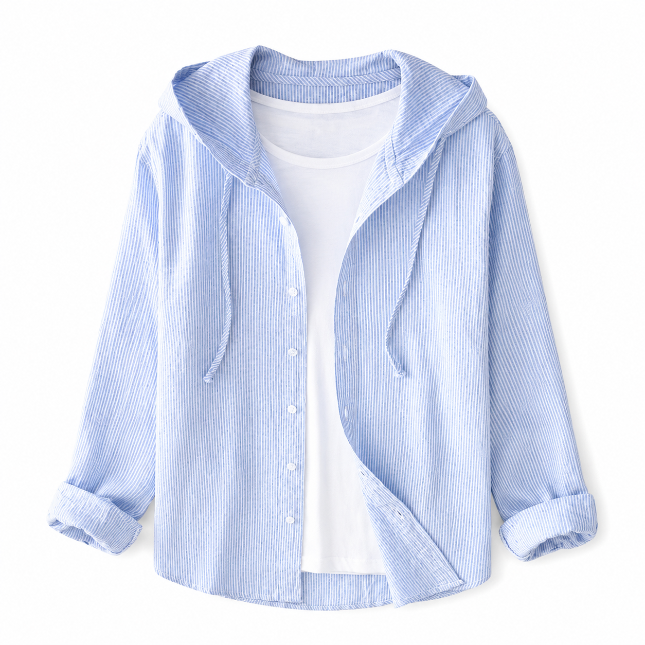 Camisa de mujer con capucha y cierre de botones-Shirts for women-Casaluzia