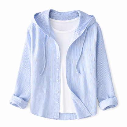 Camisa de mujer con capucha y cierre de botones-Shirts for women-Casaluzia