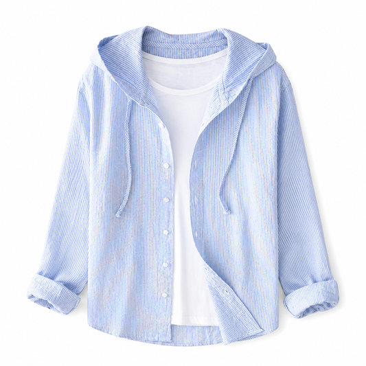 Camisa de mujer con capucha y cierre de botones-Shirts for women-Casaluzia