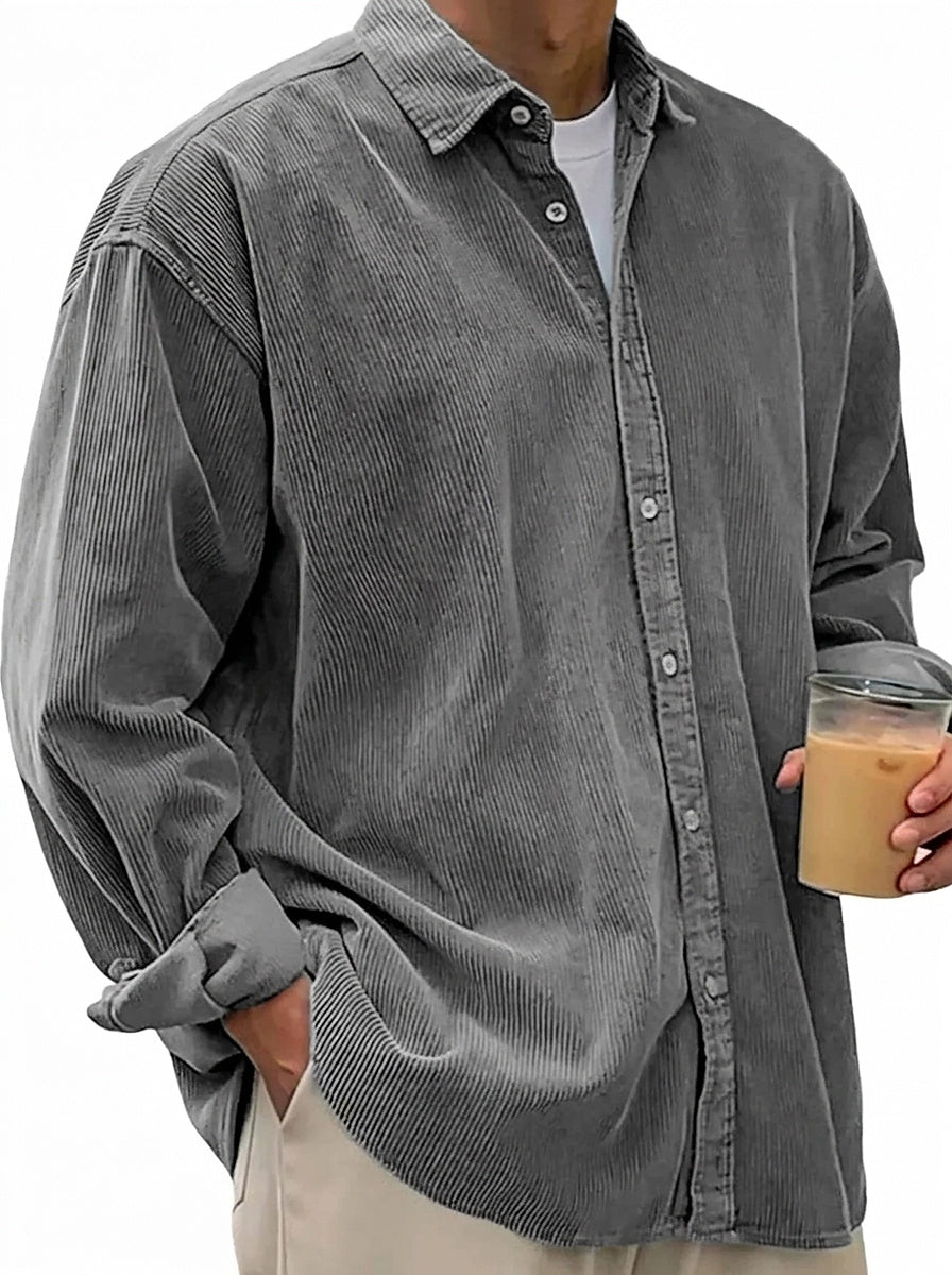 Camisa de pana de corte oversize para hombre-Shirts for men-Casaluzia