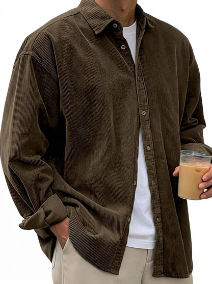 Camisa de pana de corte oversize para hombre-Shirts for men-Casaluzia